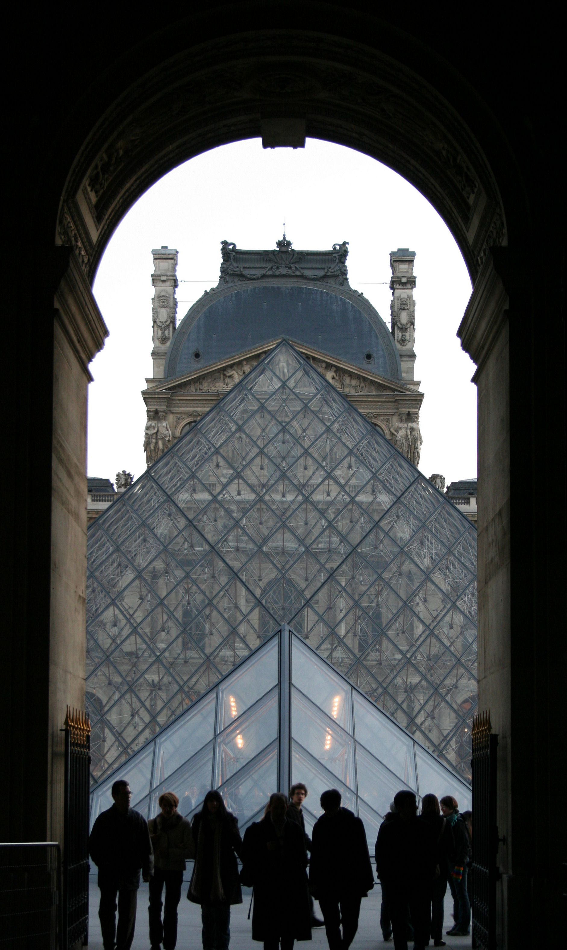 Louvre pyramids viewed from passage